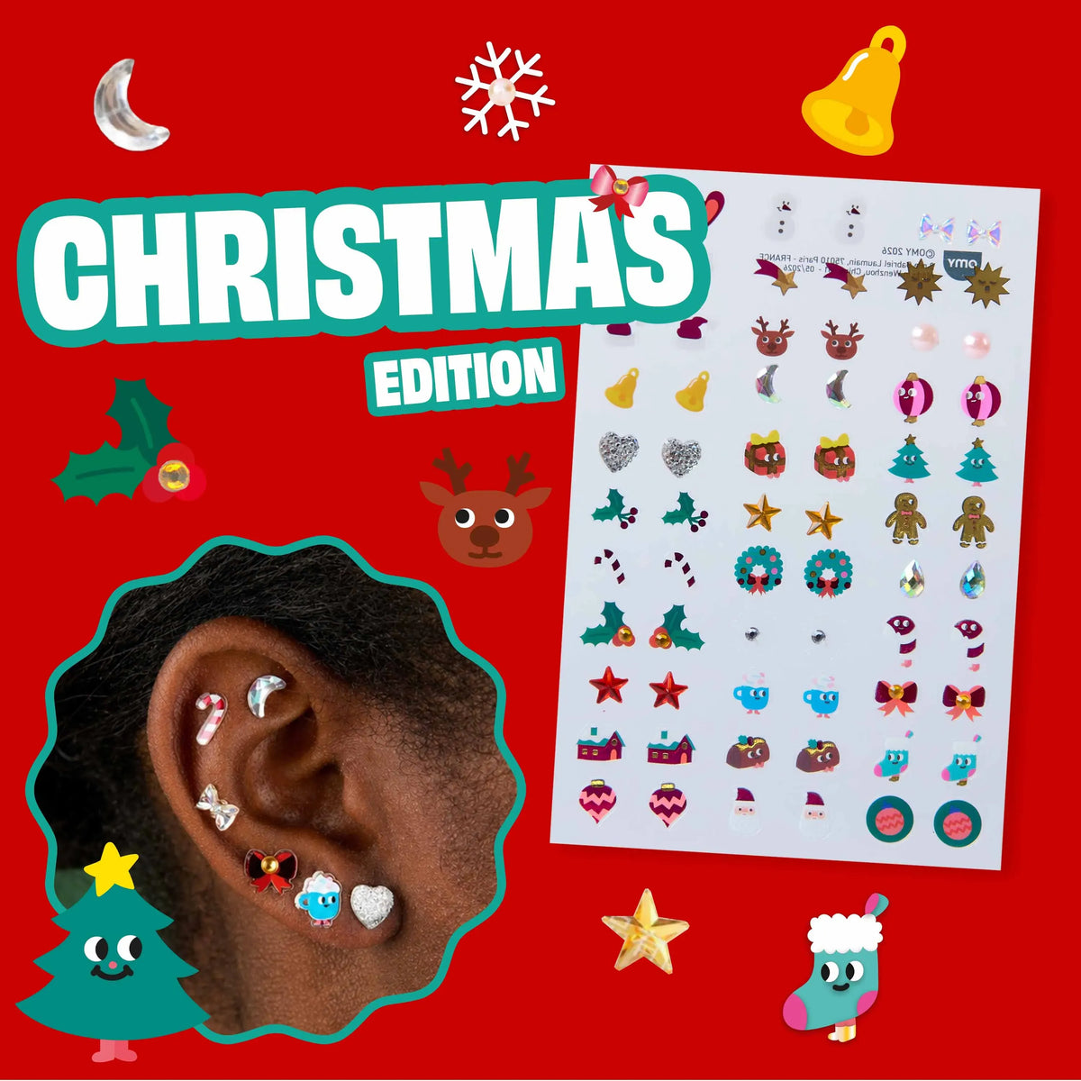 omy - Ohrsticker weihnachtlich 66 St.