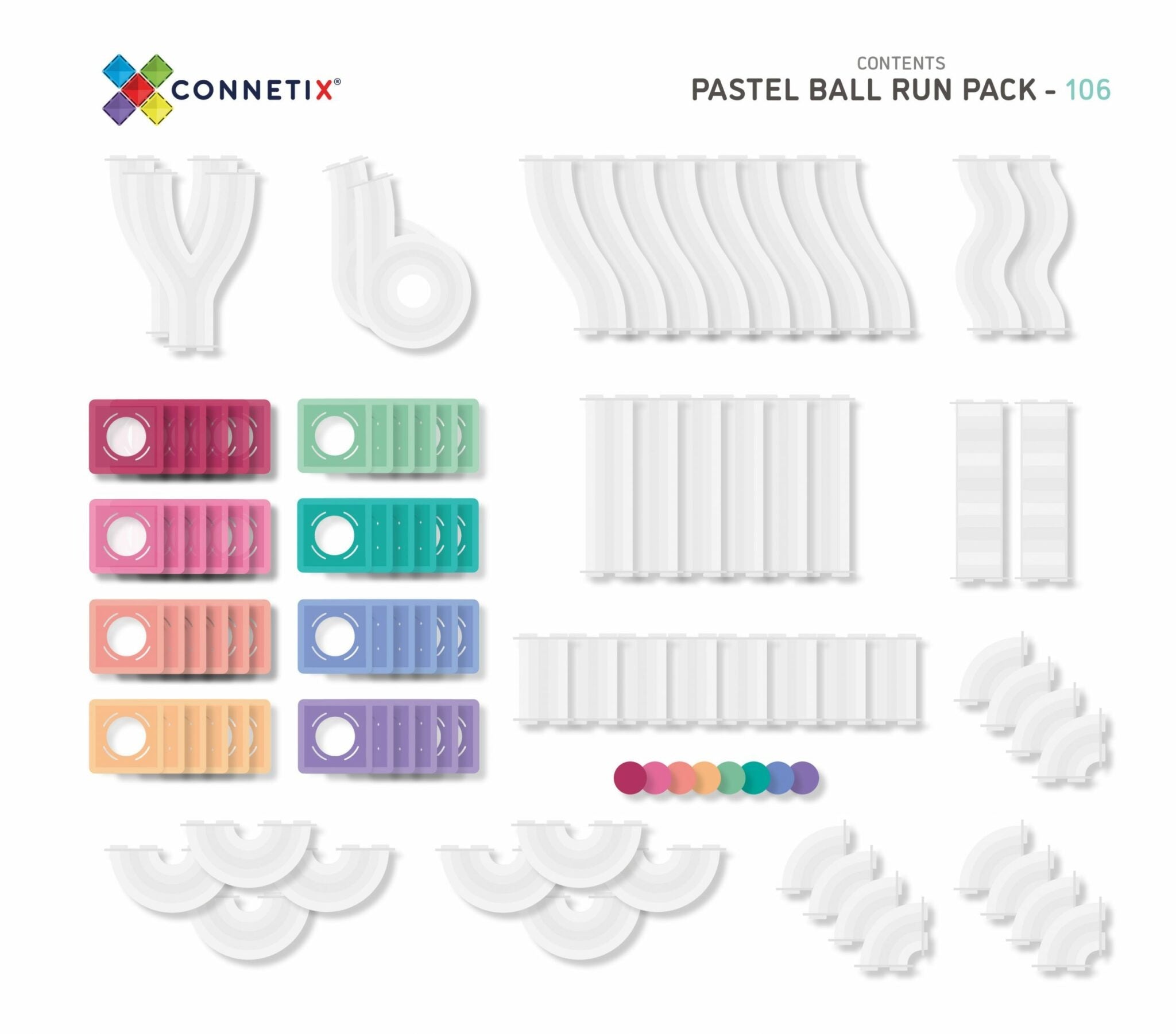 connetix - Magnetbausteine Pastel Ball Run 106-tlg.