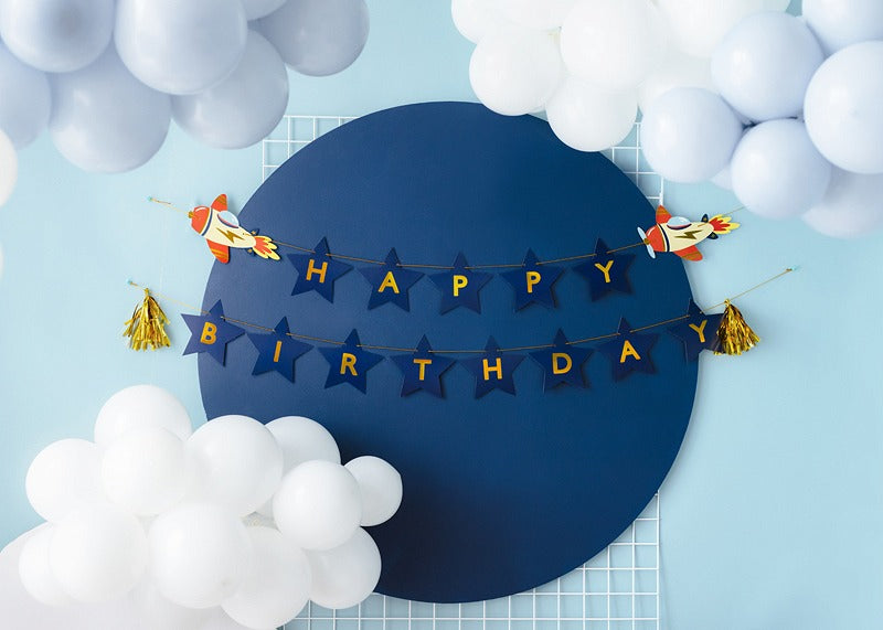 PartyDeco - Girlande Flugzeug "Happy Birthday"