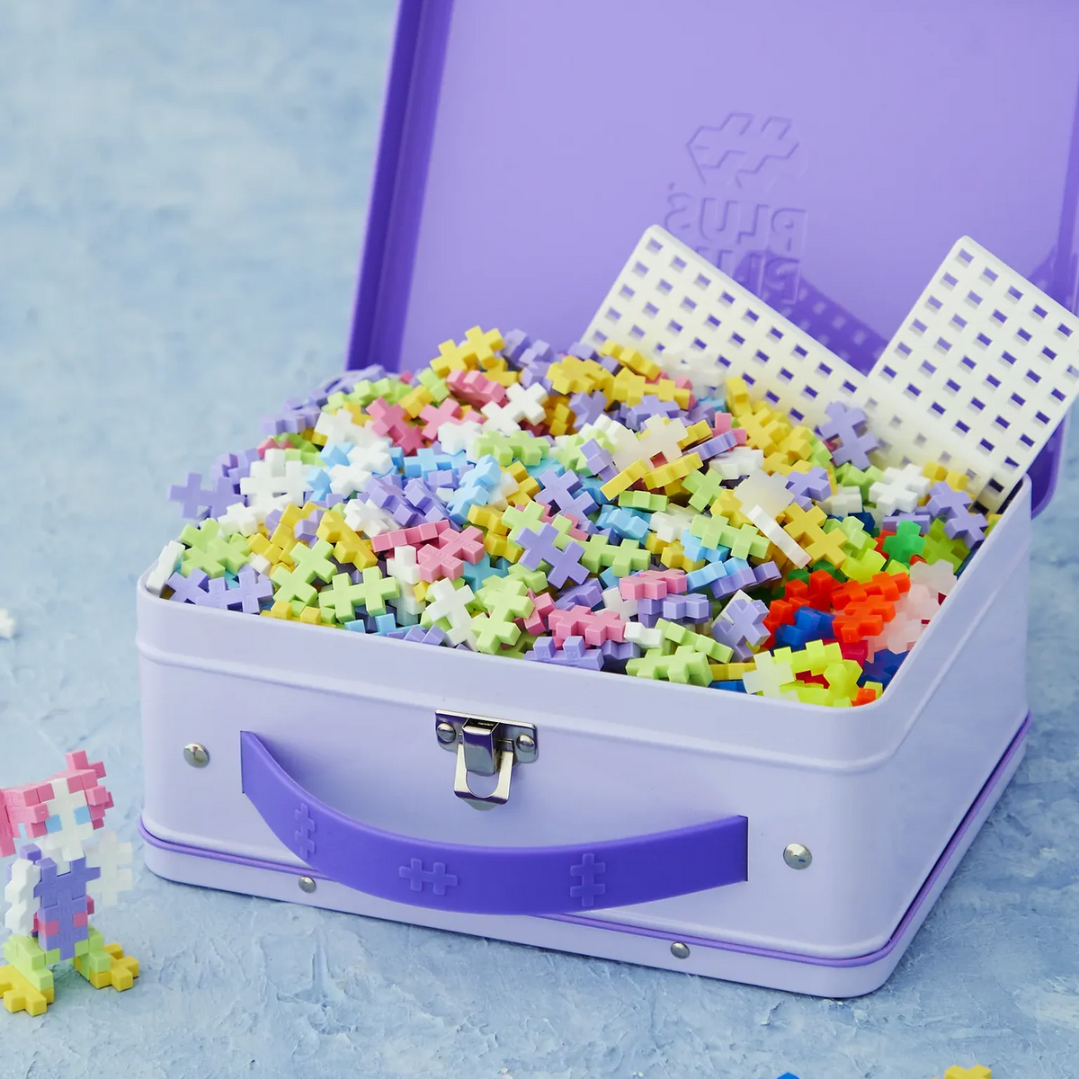 PLUS PLUS - Kreativ Bausteine 600 Stück Pastell Metallkoffer