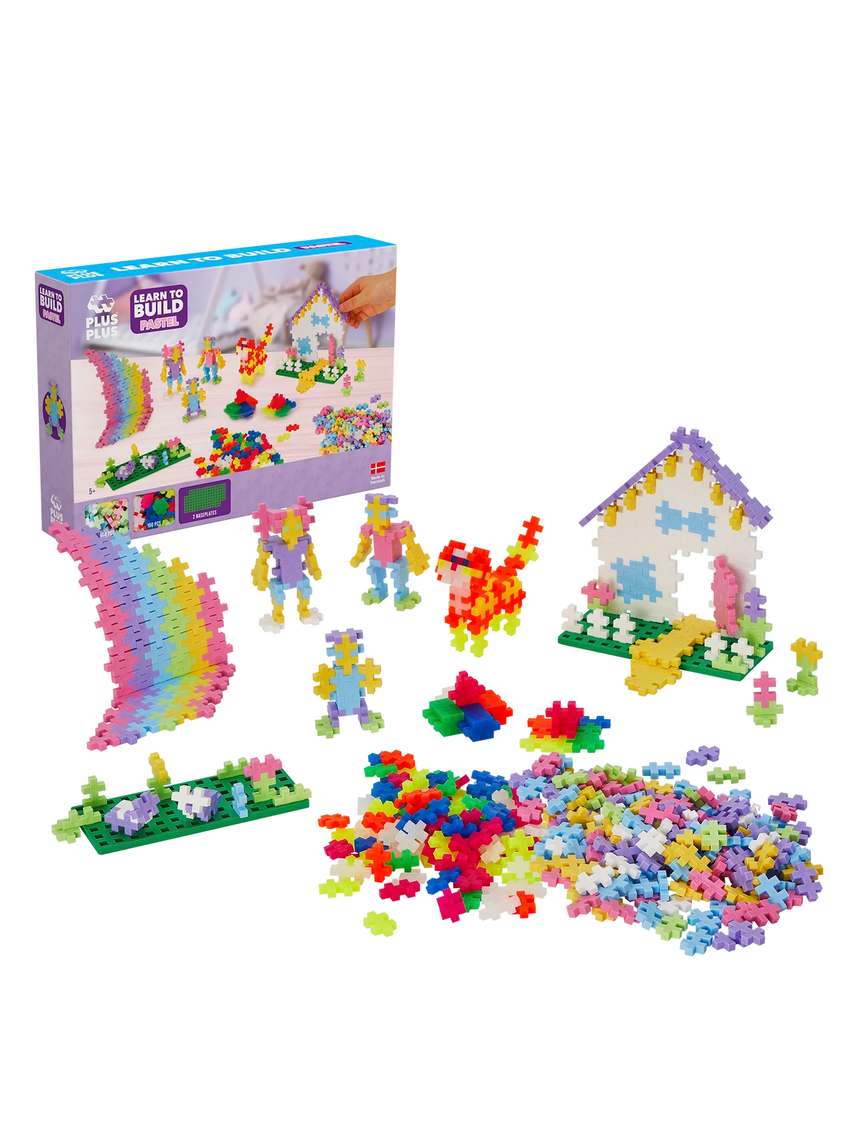 PLUS PLUS - Kreativ Bausteine 1200 Stück Pastell Super Set