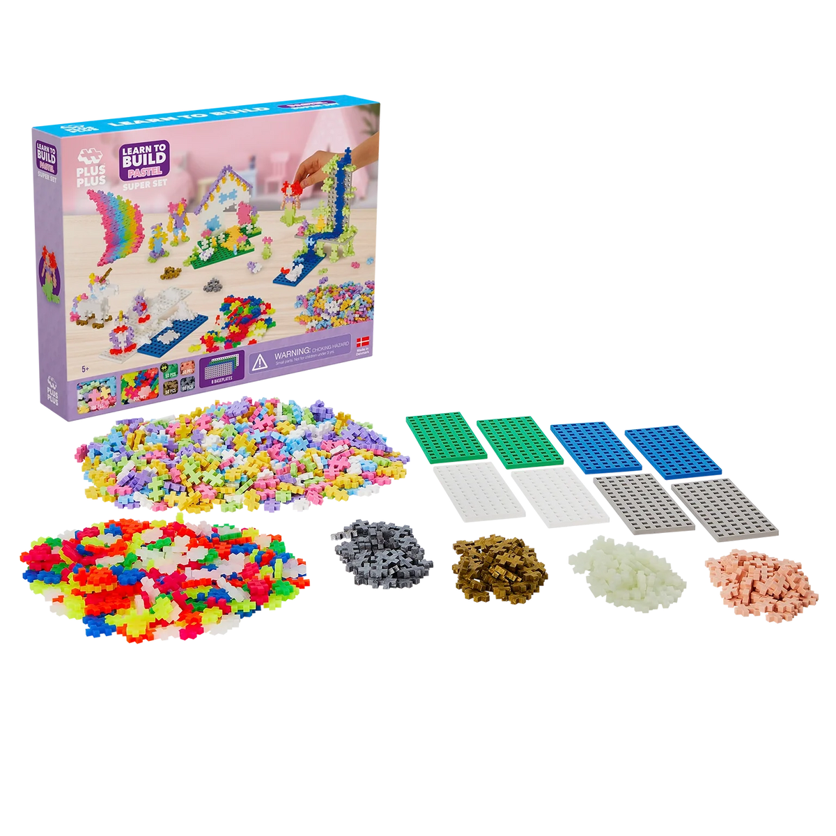 PLUS PLUS - Kreativ Bausteine 1200 Stück Pastell Super Set