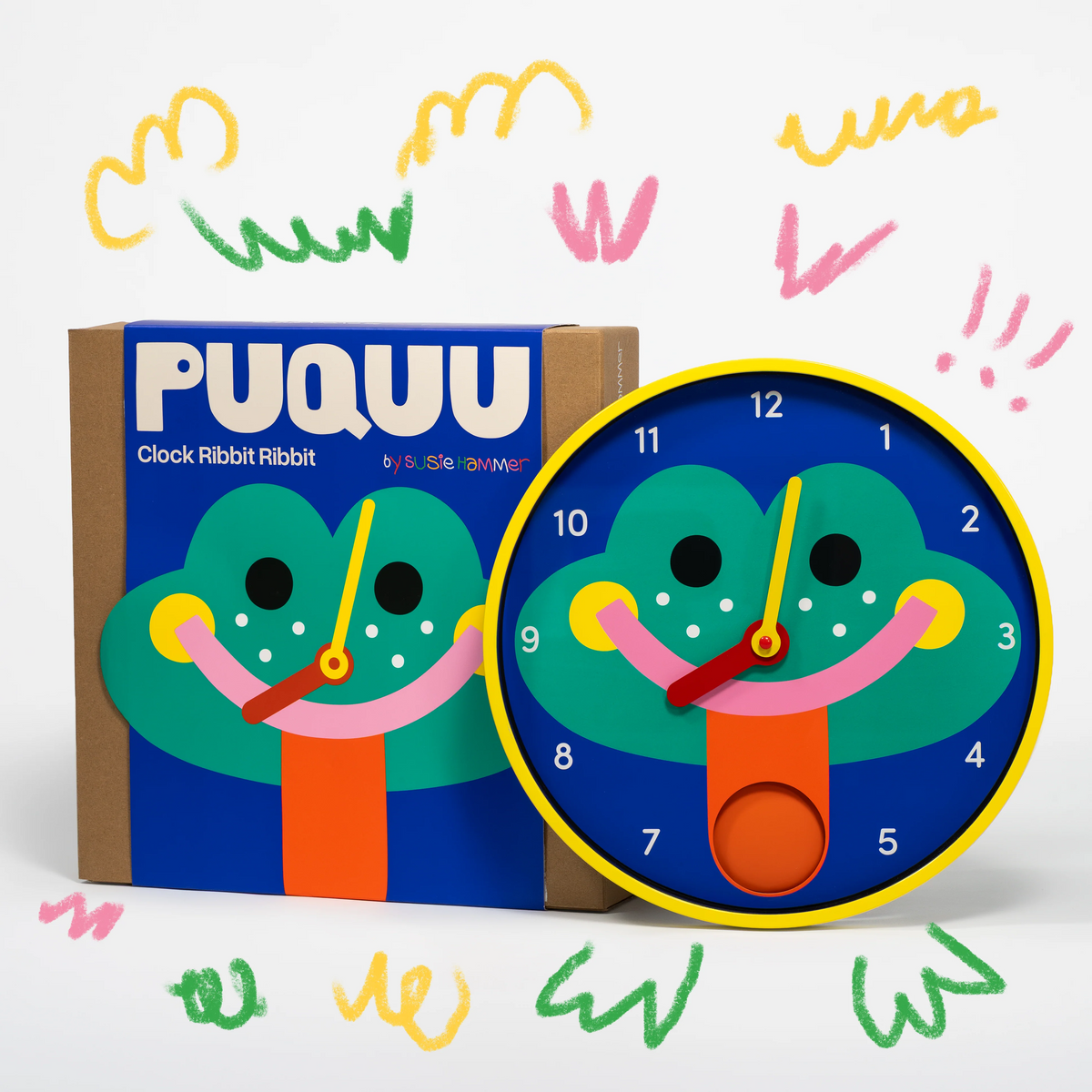 PUQUU - Wanduhr Frosch
