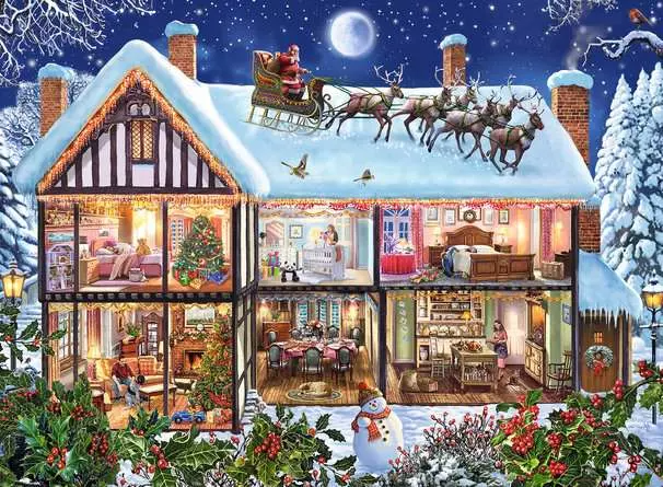 Ravensburger - Puzzle Weihnachten zu Hause 100 Teile XXL