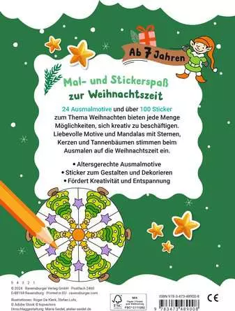 Ravensburger - Weihnachtsmalheft mit Stickern ab 7