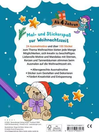 Ravensburger - Weihnachtsmalheft mit Stickern ab 4
