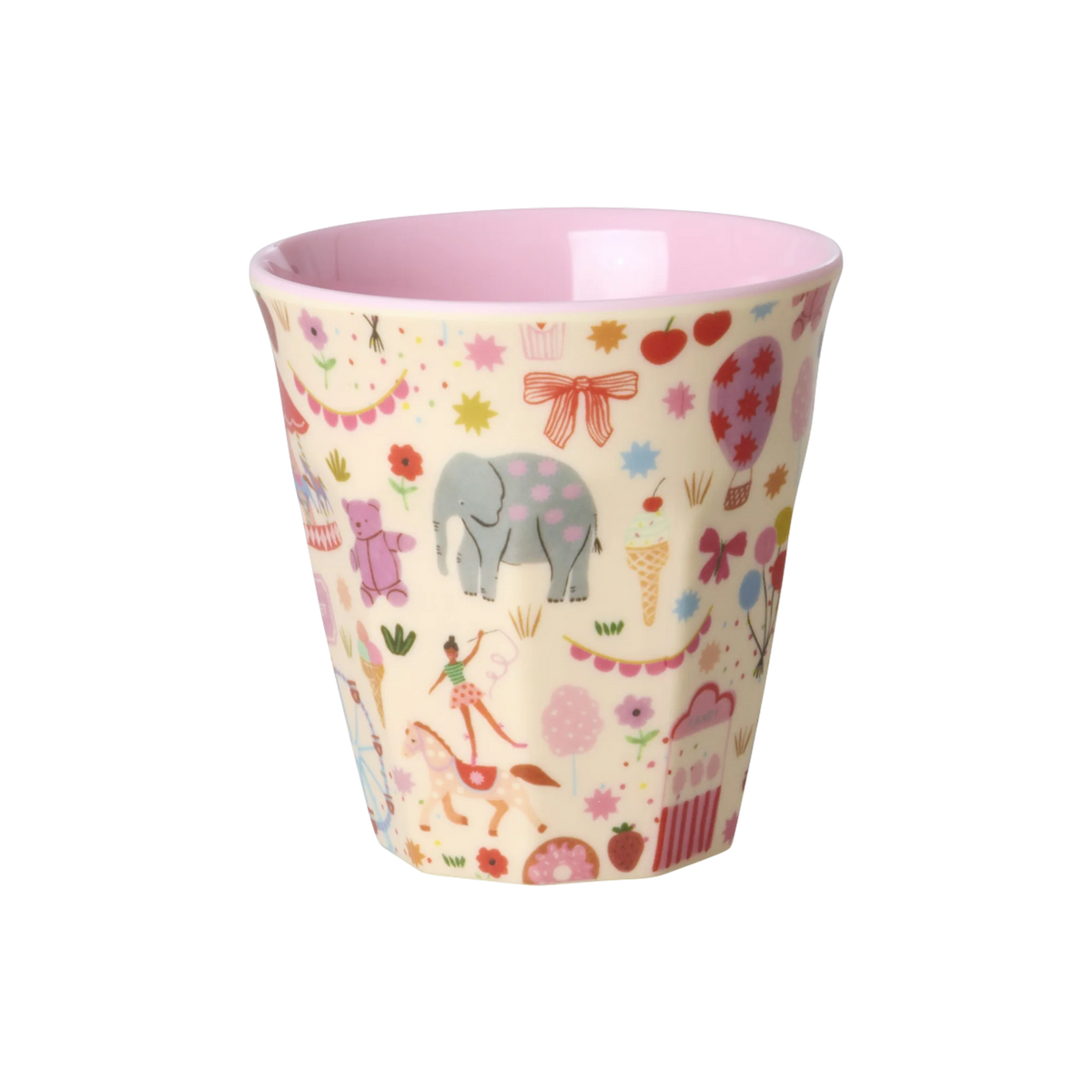 RICE - Becher aus Melamin Fun Fair Print Rosa klein