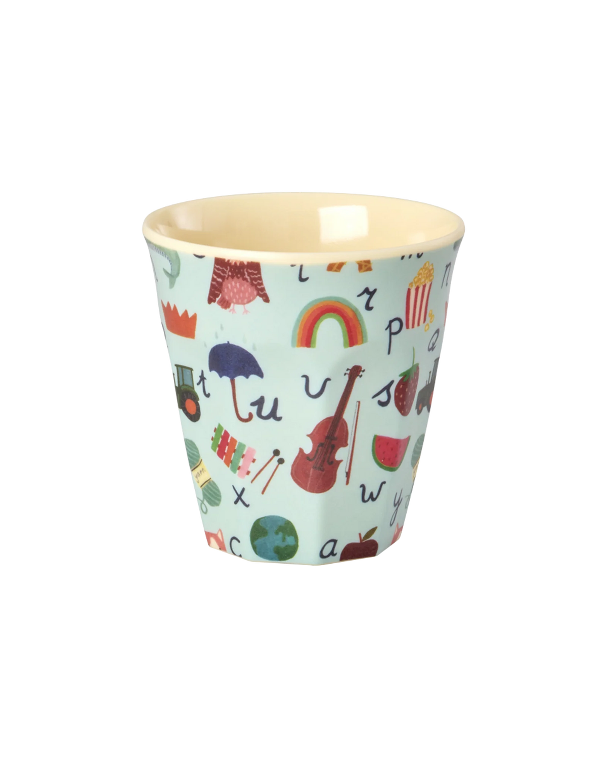 RICE - Becher aus Melamin ABC Print Blau klein
