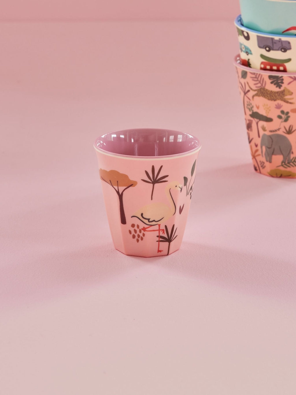 RICE - Becher aus Melamin Jungle Animal Pink klein