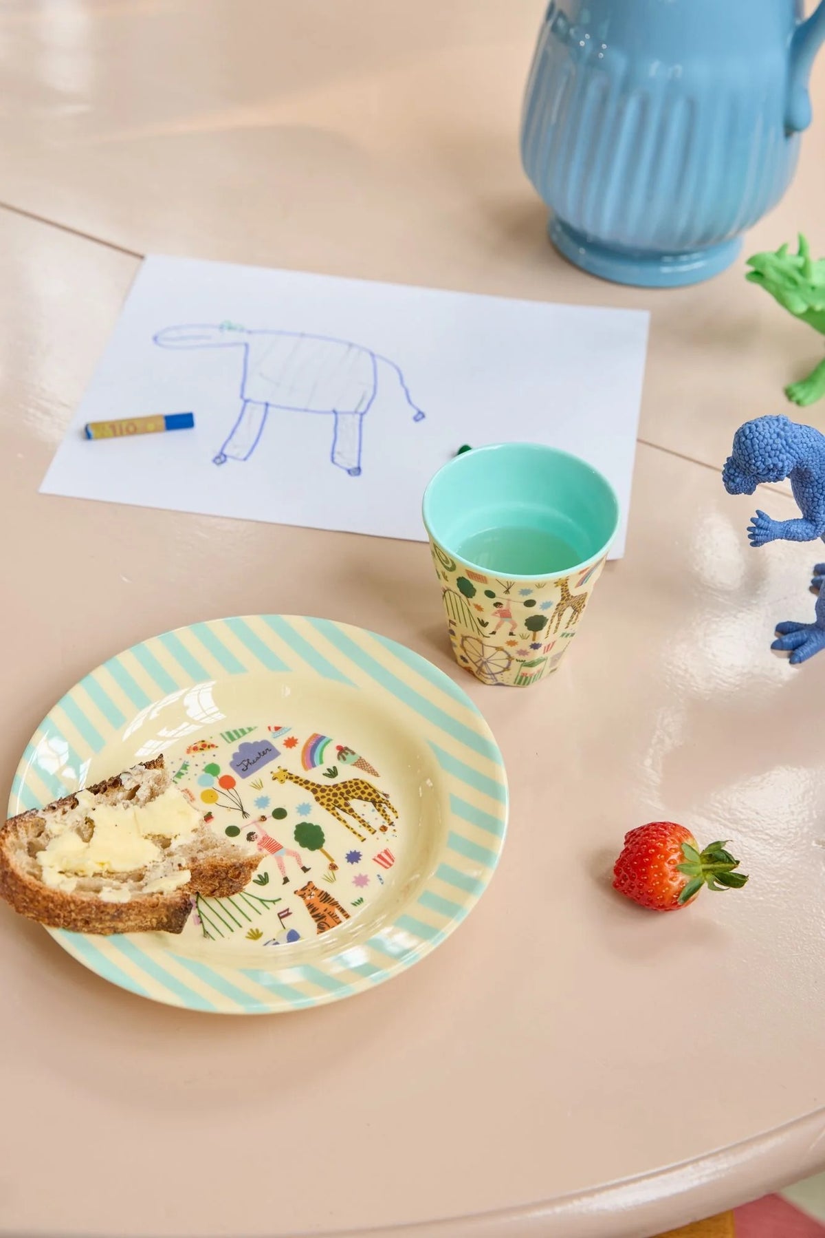RICE - Becher aus Melamin Fun Fair Print Mint klein