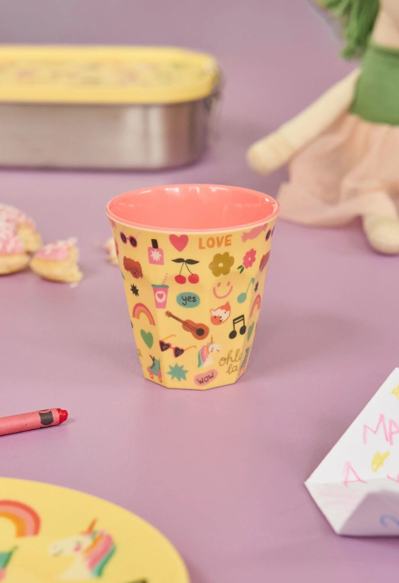 RICE - Becher aus Melamin Unicorn Love Print medium