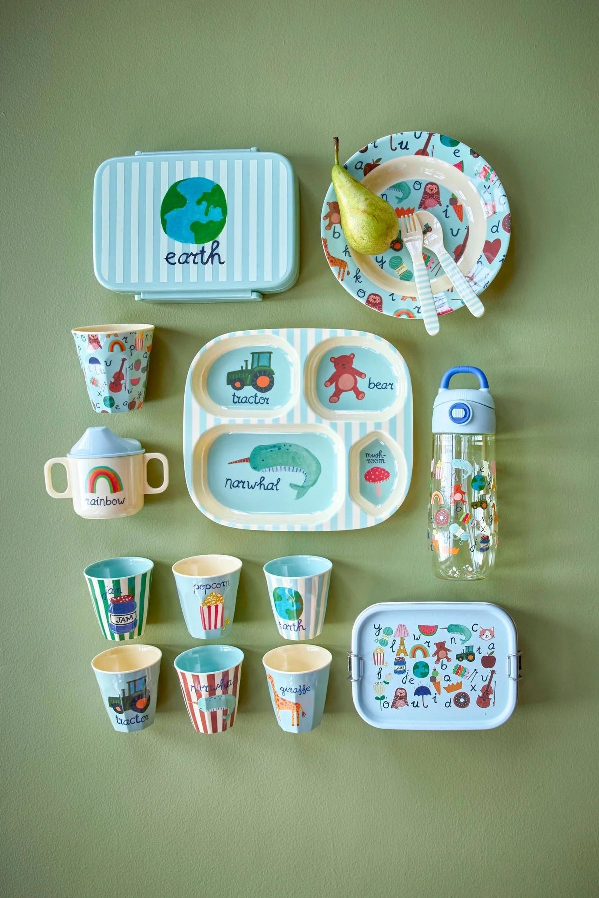 RICE - Lunchbox aus Edelstahl 800ml ABC Print Blau