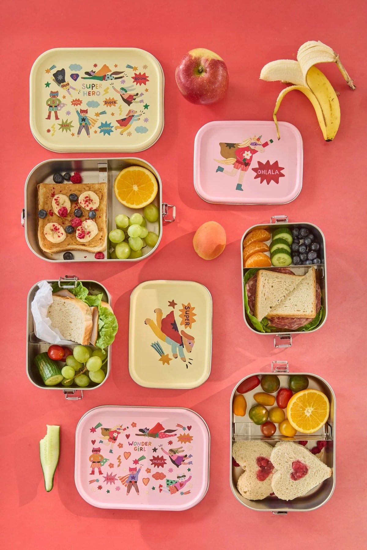 RICE - Lunchbox aus Edelstahl 1400ml Hero Print Creme