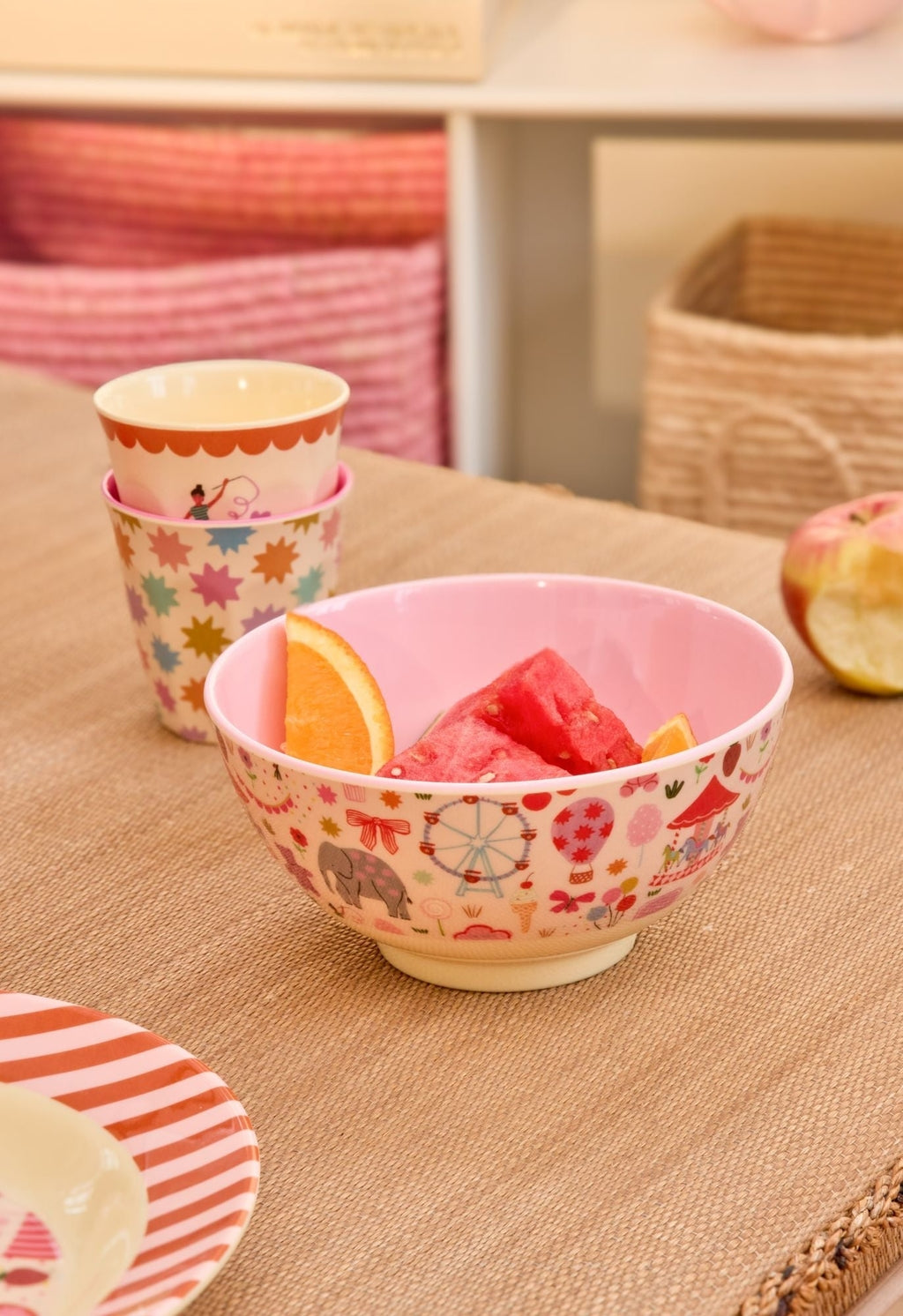 RICE - Schüssel aus Melamin Fun Fair Print Pink Medium