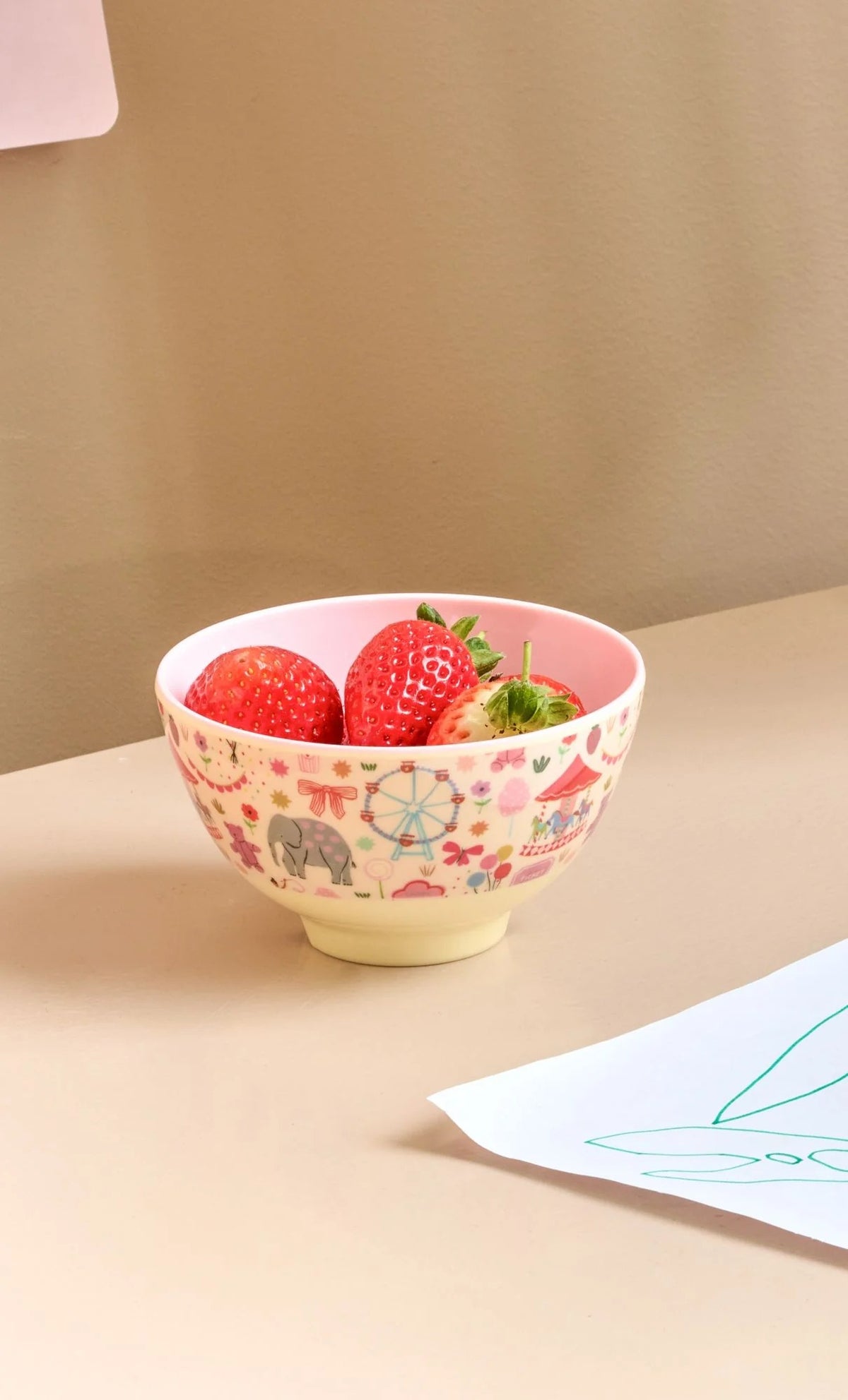 RICE - Schüssel aus Melamin Fun Fair Print Rosa klein