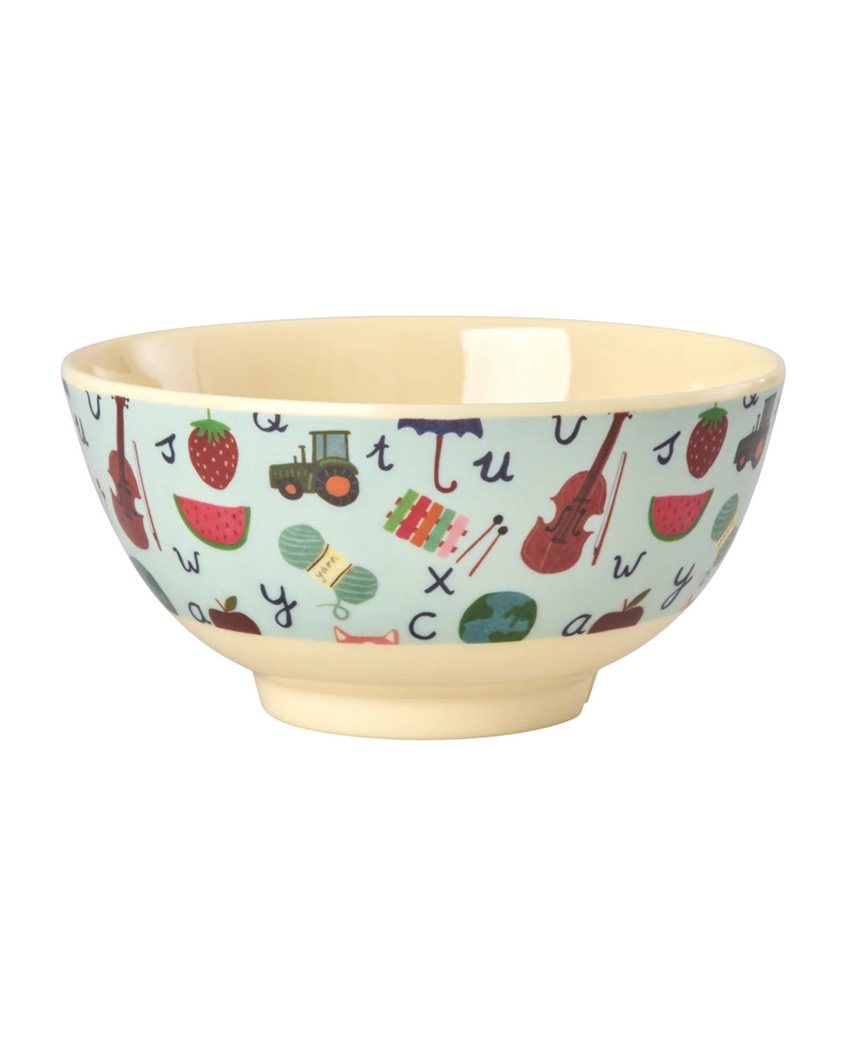 RICE - Schüssel aus Melamin ABC Print Blau Medium