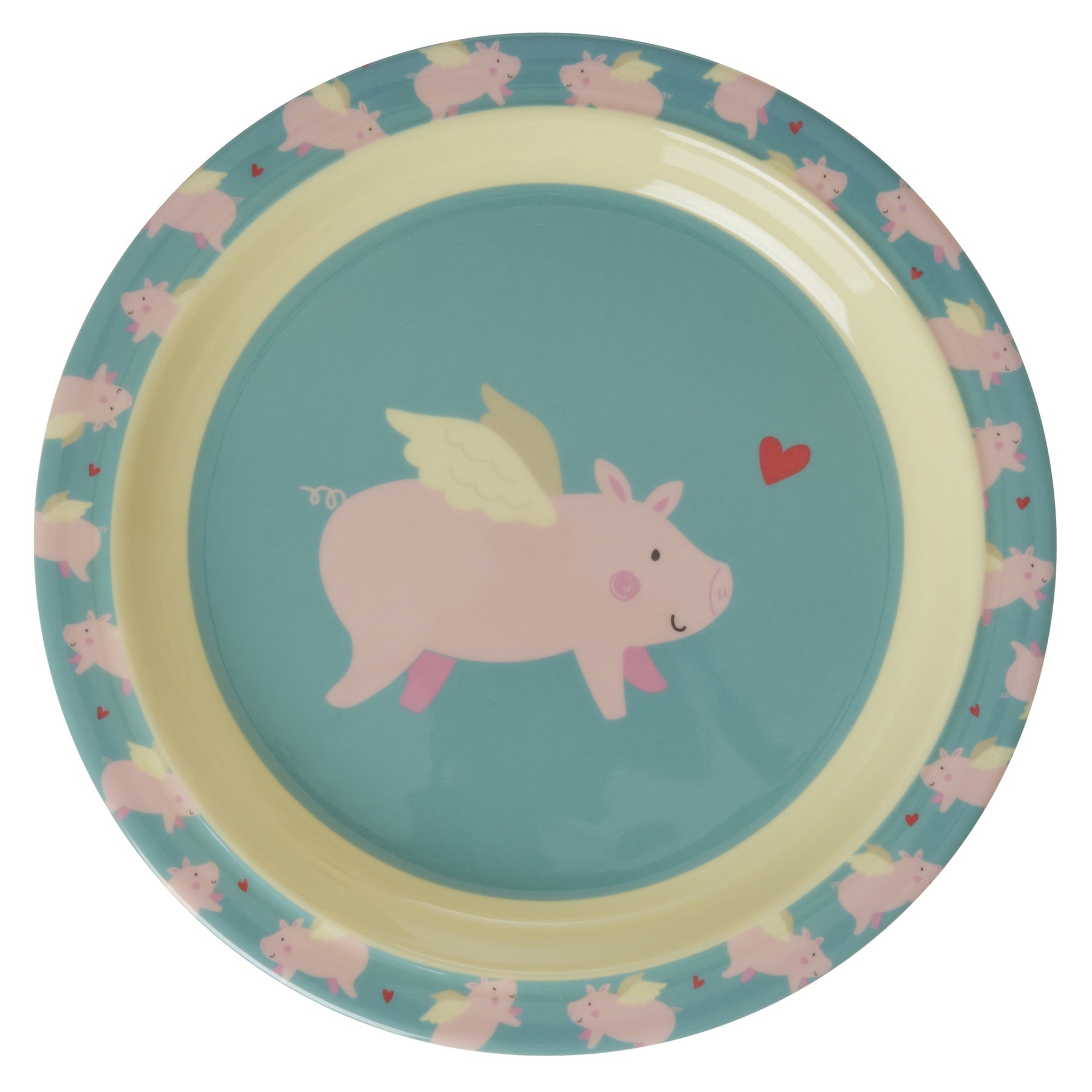 RICE - Teller aus Melamin Flying Pig