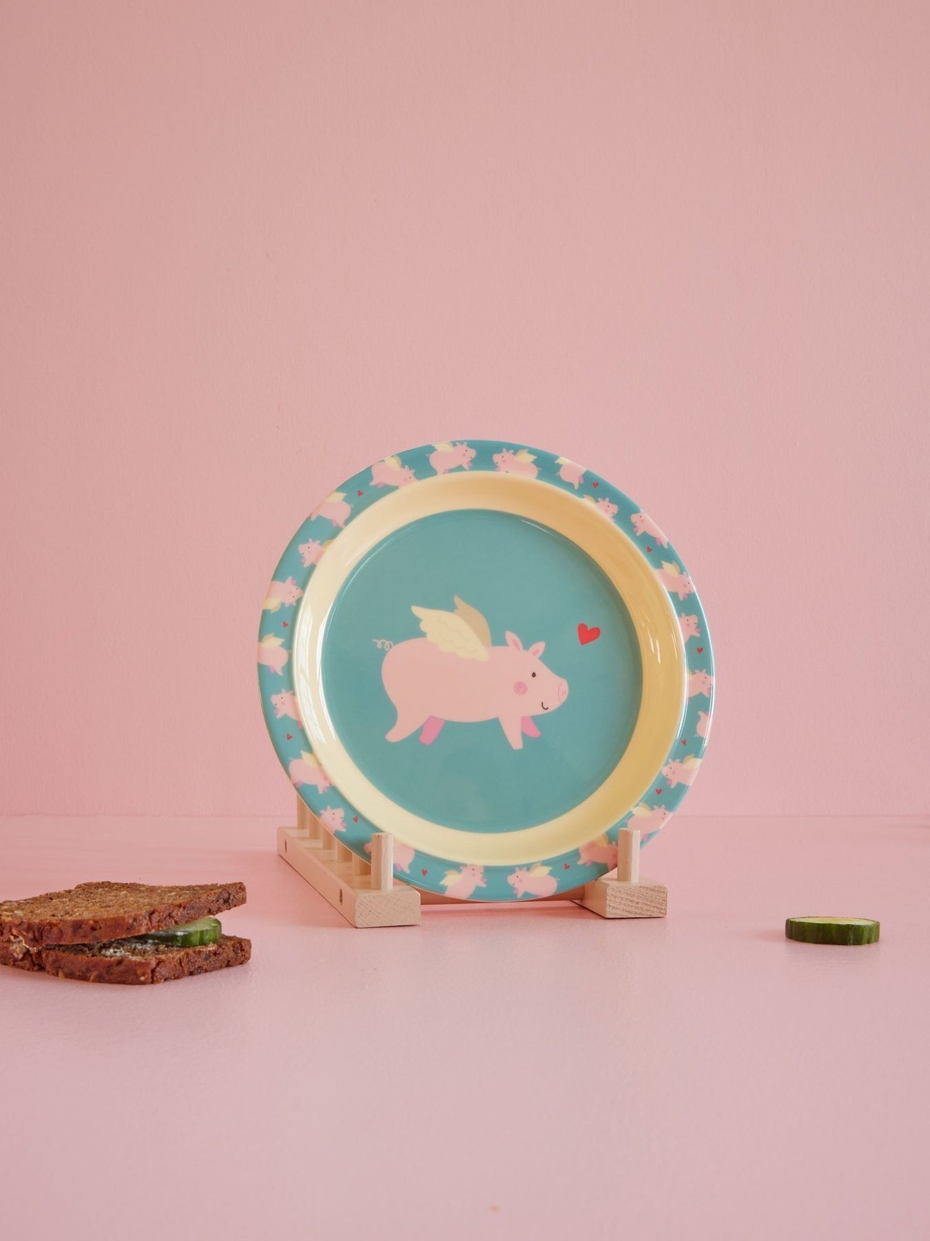 RICE - Teller aus Melamin Flying Pig