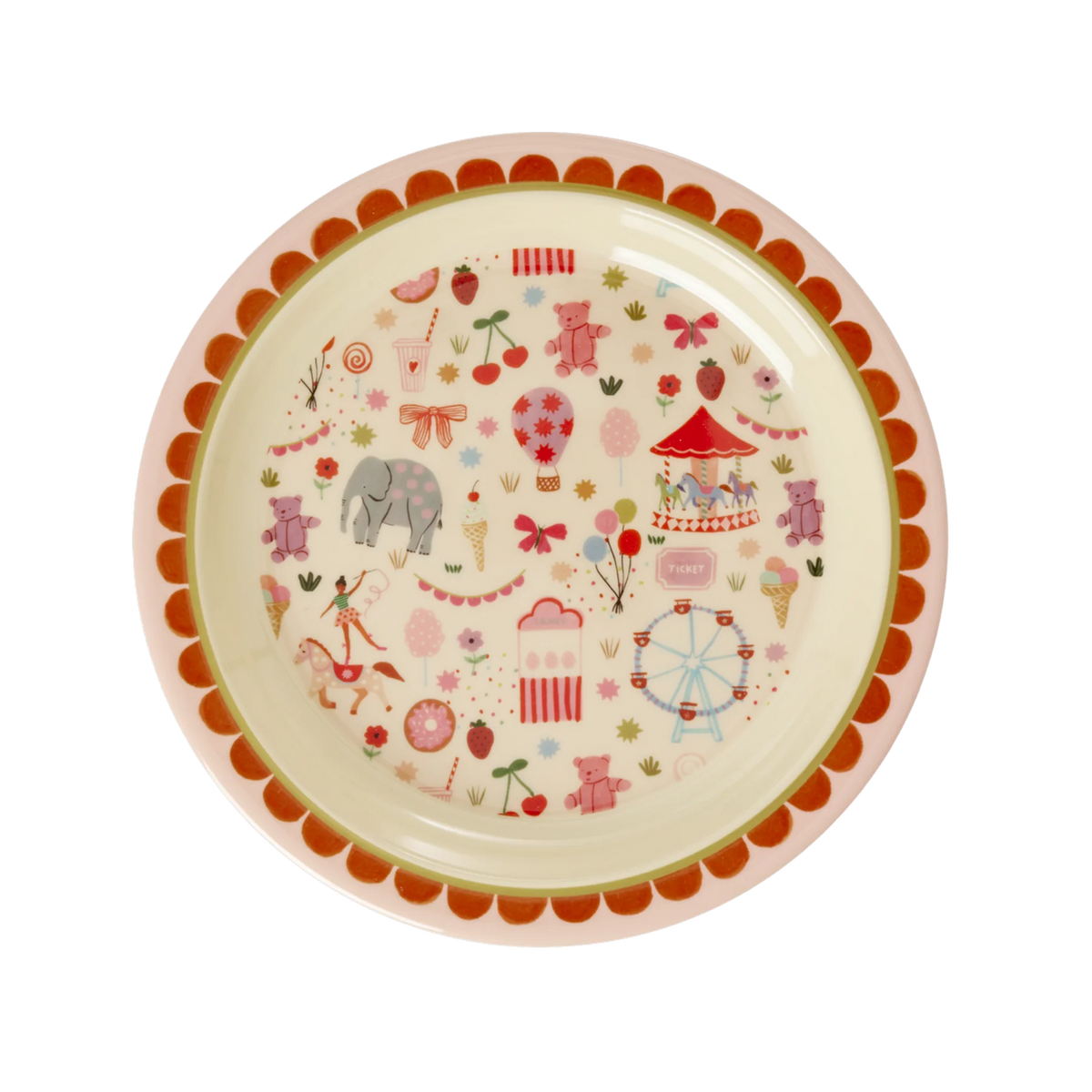 RICE - Teller aus Melamin Fun Fair Print Rosa