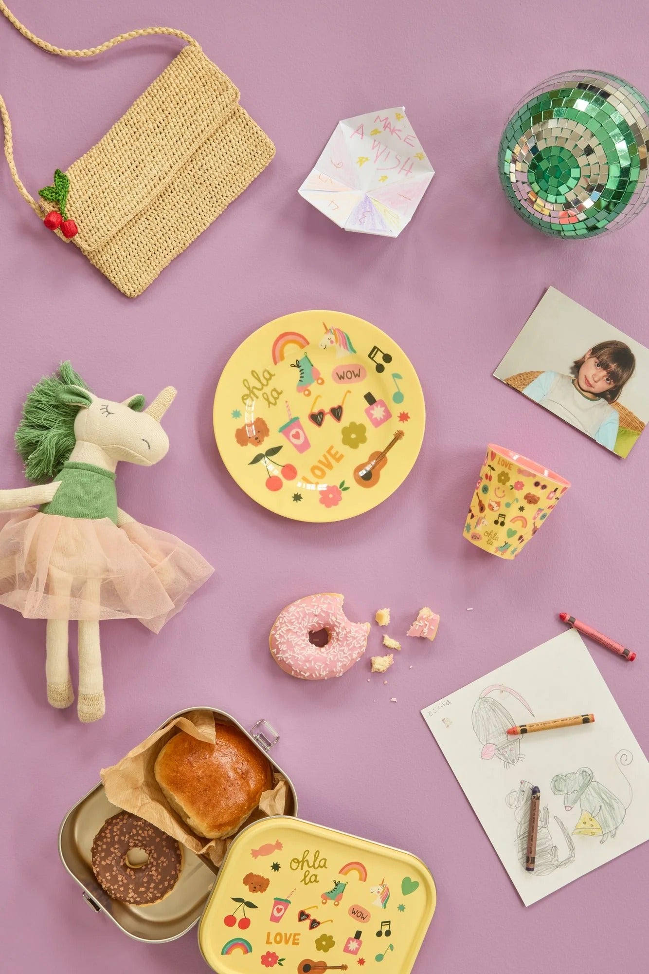 RICE - Teller aus Melamin Unicorn Love Print