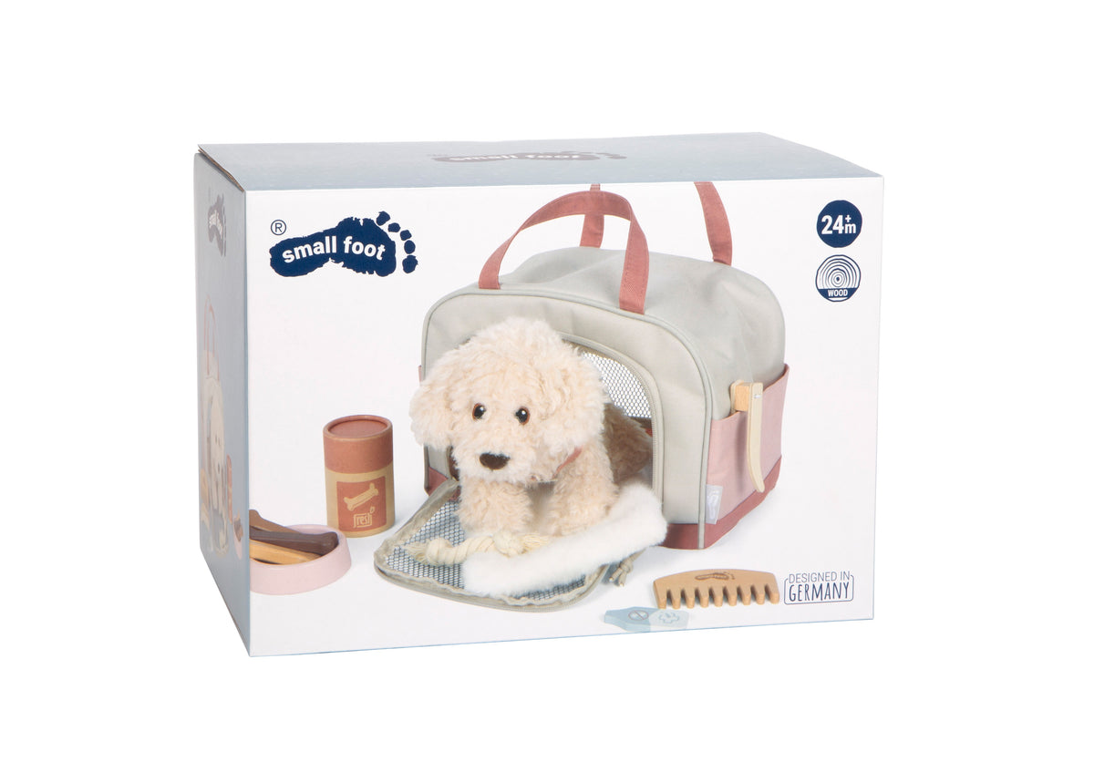 small foot - Hund mit Tasche und Pflege-Set rosa