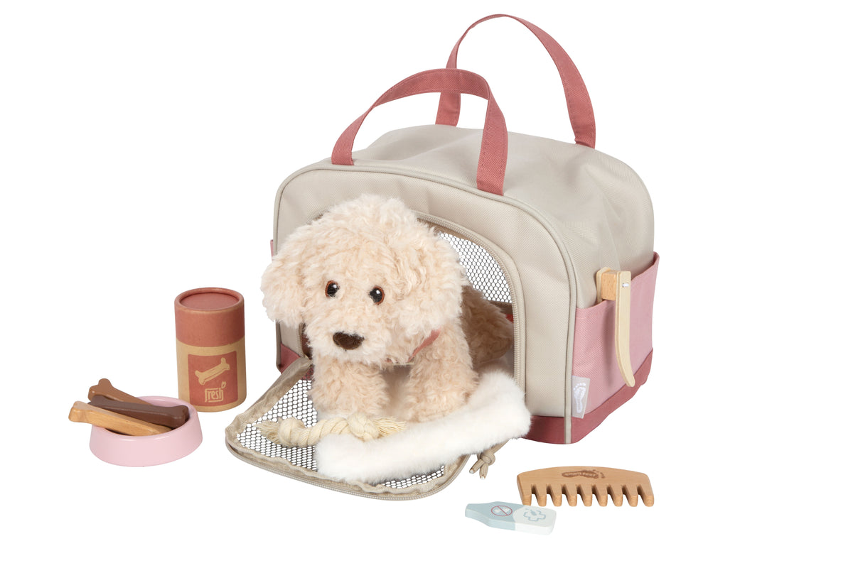 small foot - Hund mit Tasche und Pflege-Set rosa