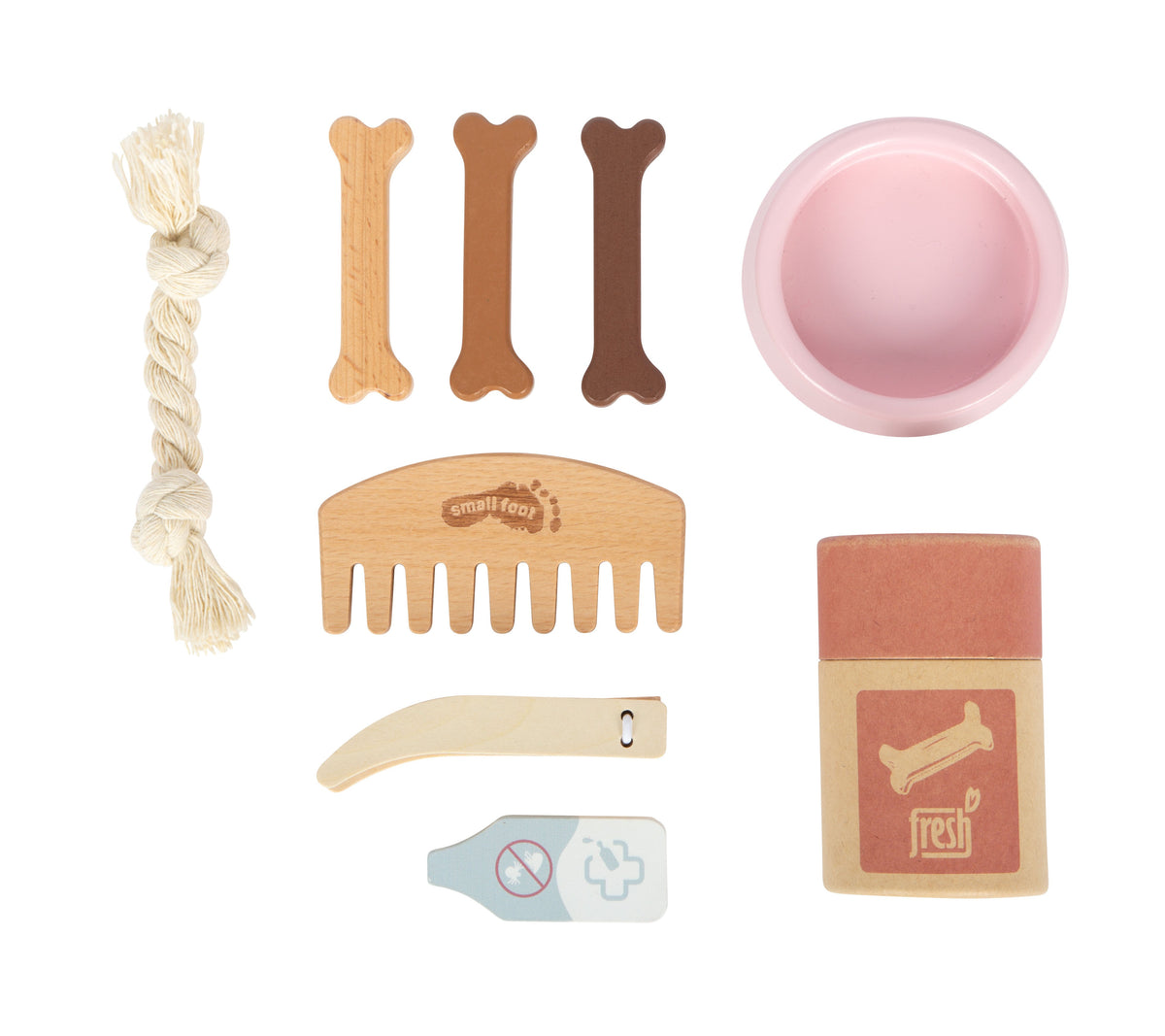 small foot - Hund mit Tasche und Pflege-Set rosa