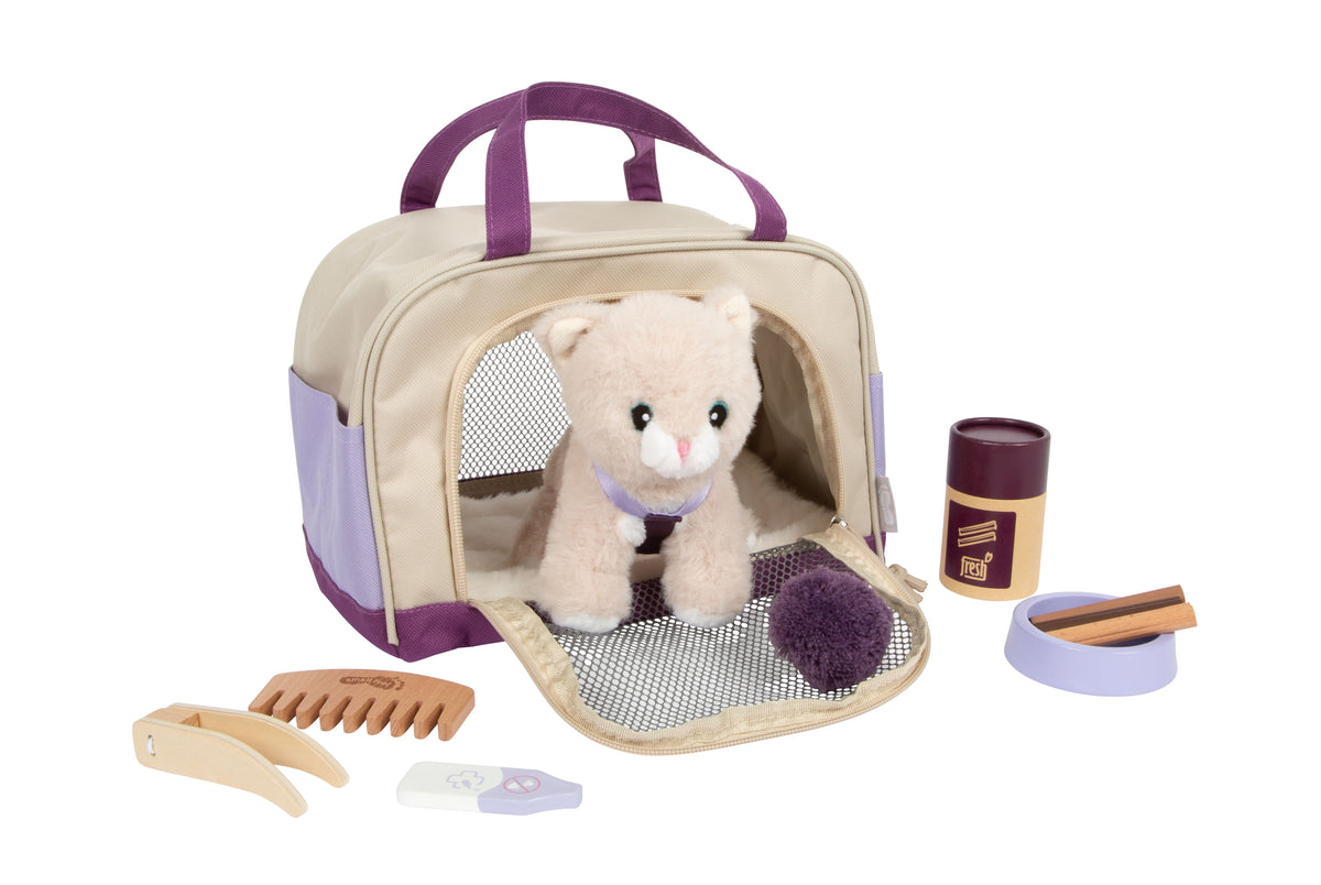 small foot - Katze mit Tasche und Pflege-Set lila
