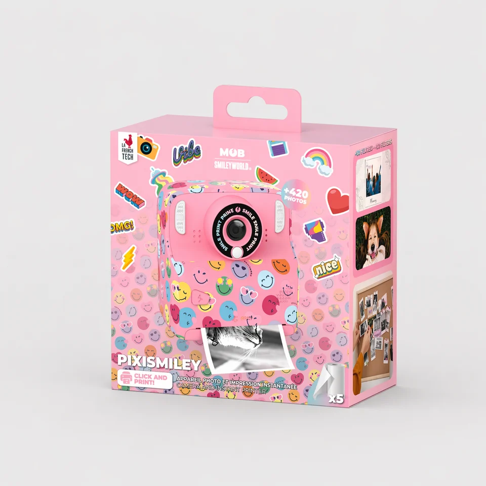 MOB - Kinderkamera mit Sofortdruck Smiley Pink