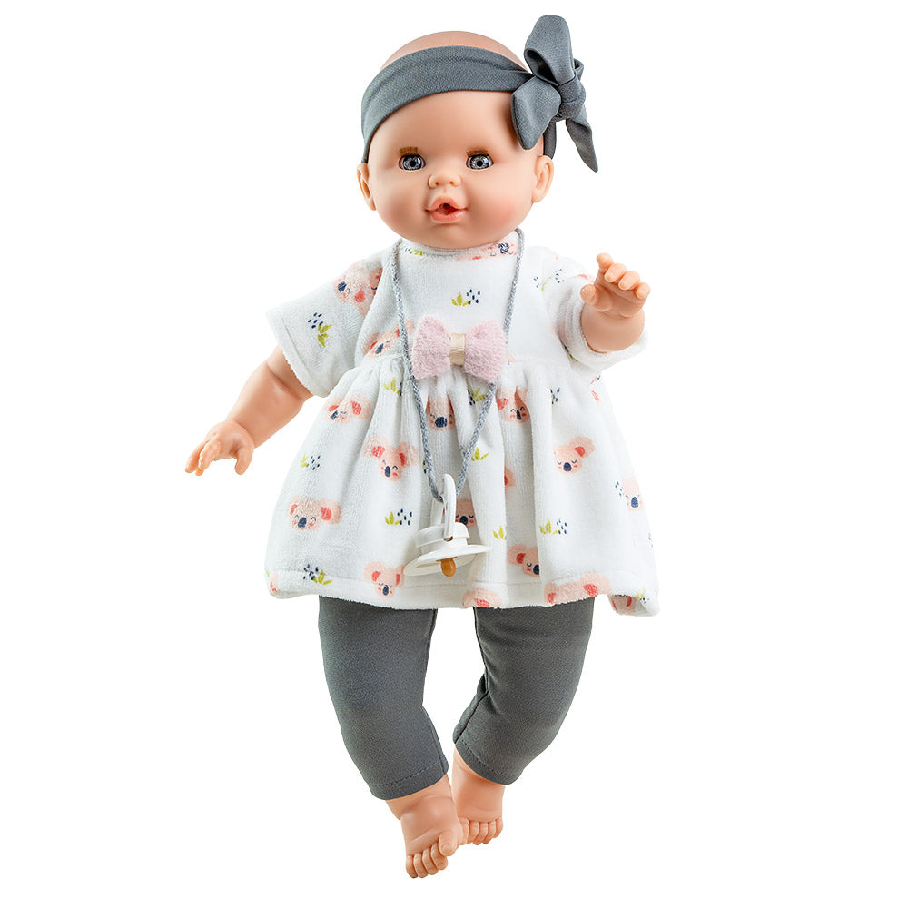 Paola Reina - sprechende Puppe "Sonia" mit Schnuller & grauer Schleife 36 cm - 2021