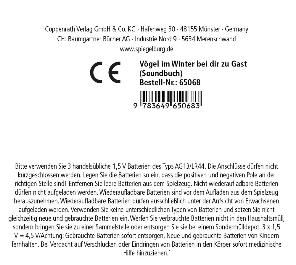 Spiegelburg - Soundbuch: Vögel im Winter bei dir zu Gast