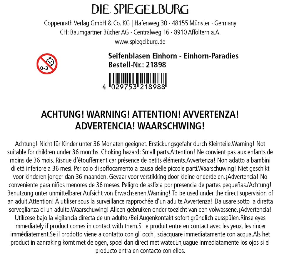 Spiegelburg - Einhorn-Paradies Seifenblasen 1 St.