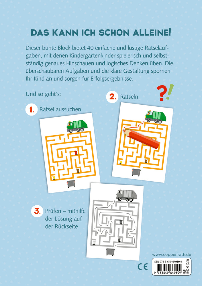 Spiegelburg - Kindergartenblock: Rätsel ohne Text - Fahrzeuge