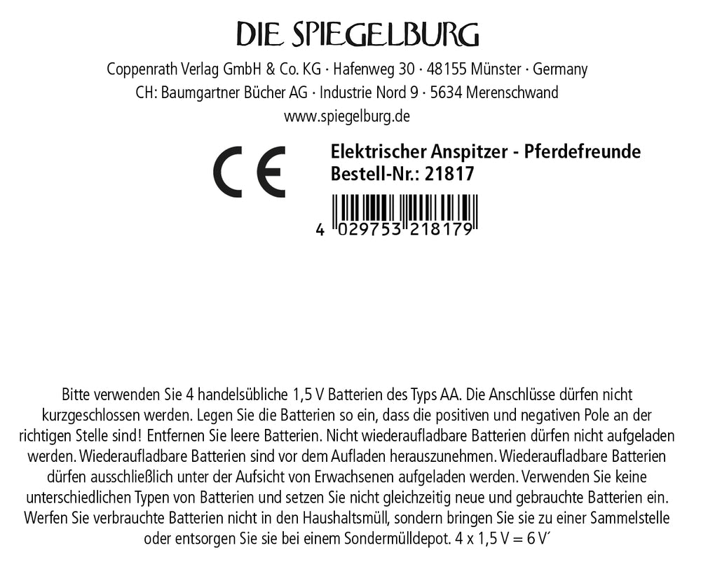 Spiegelburg - Pferdefreunde Elektrischer Anspitzer