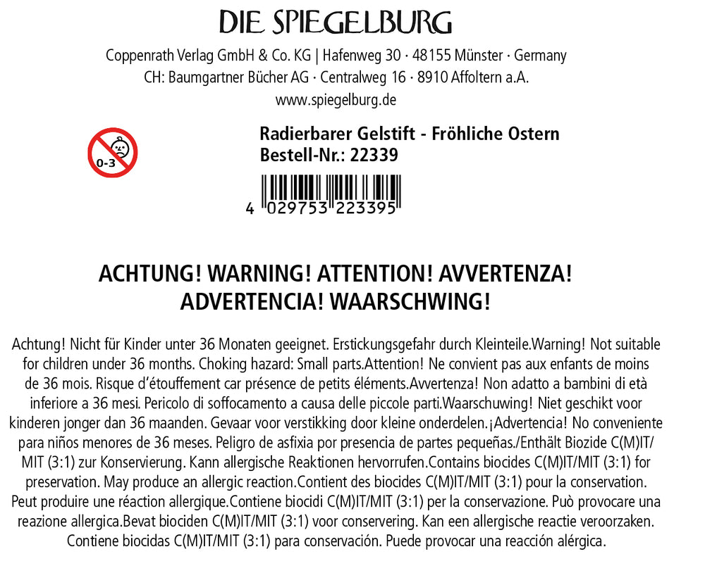 Spiegelburg - Radierbarer Gelstift: Ostern
