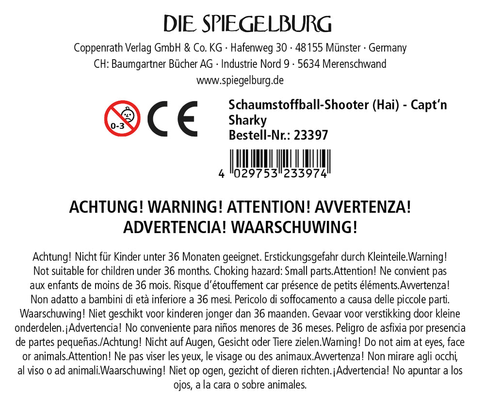 Spiegelburg - Sommerkinder Schaumstoffball-Shooter Hai