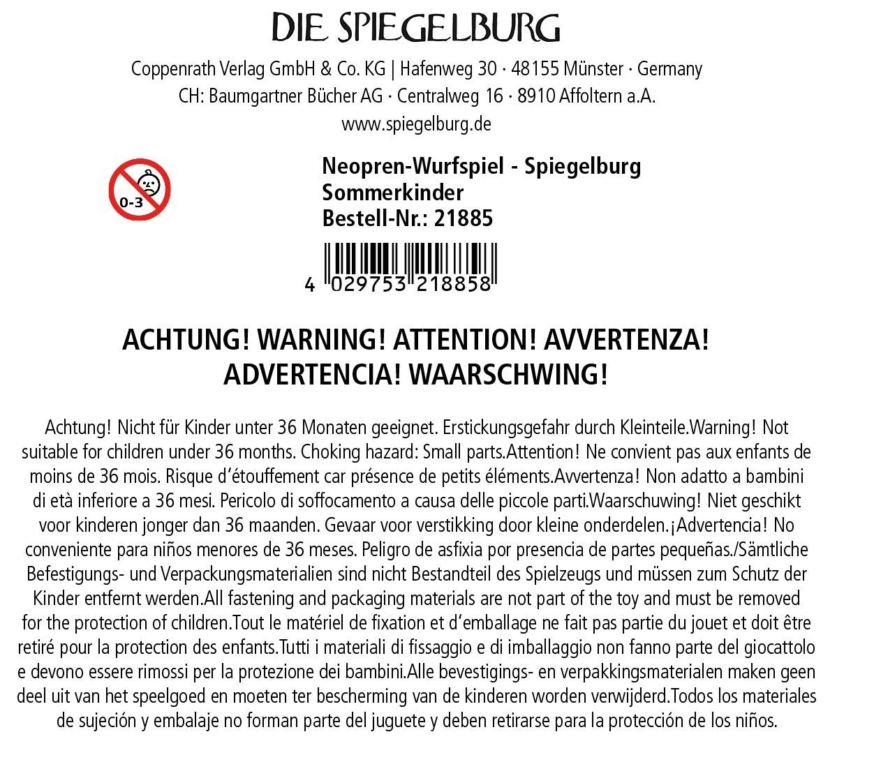 Spiegelburg - Sommerkinder Neopren-Wurfspiel