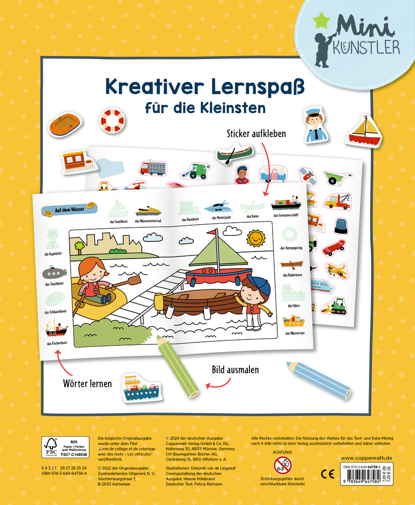Spiegelburg - Mini-Künstler: Sticker-Malbuch: Fahrzeuge 