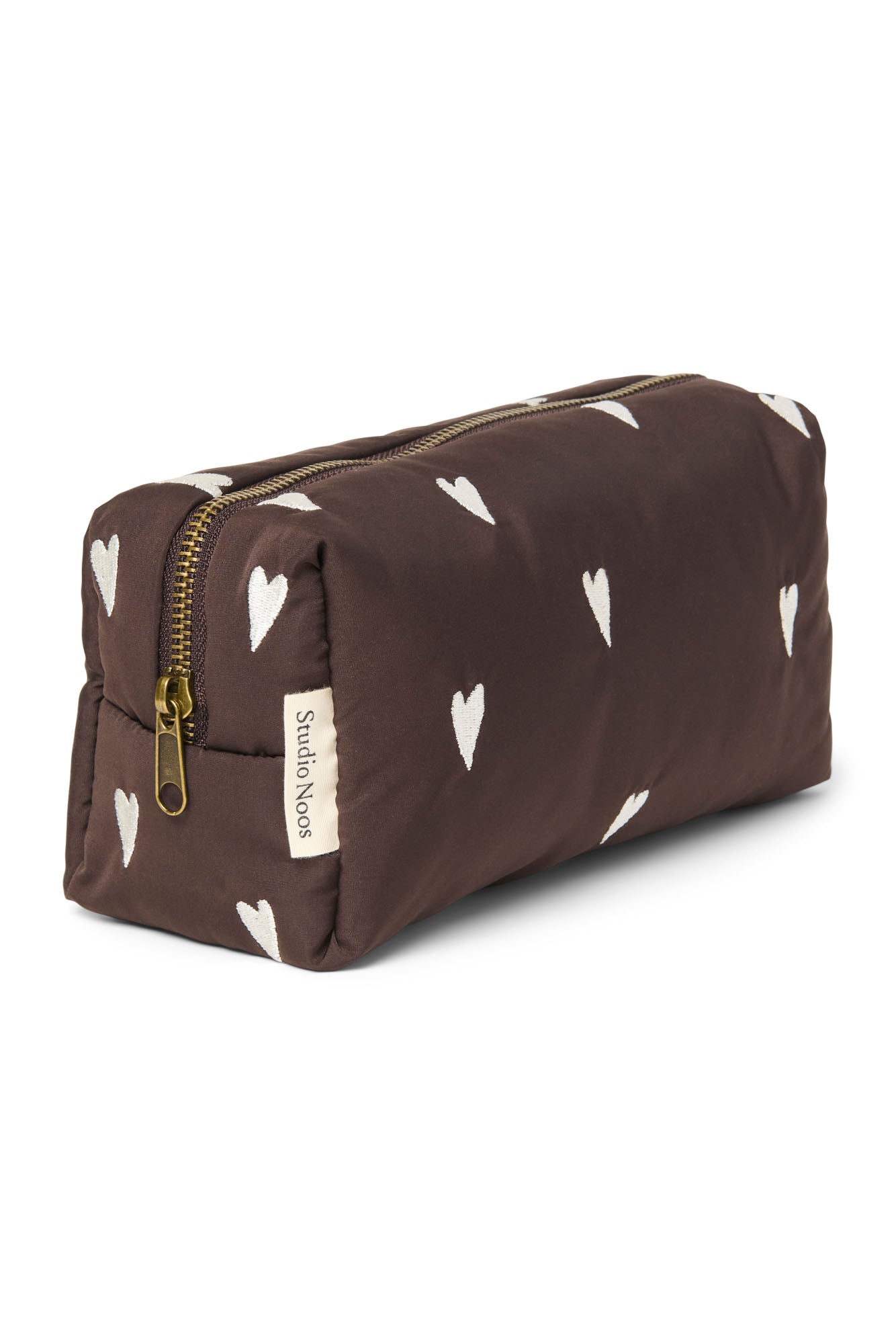 Studio Noos - Kulturbeutel Puffy Brown Hearts