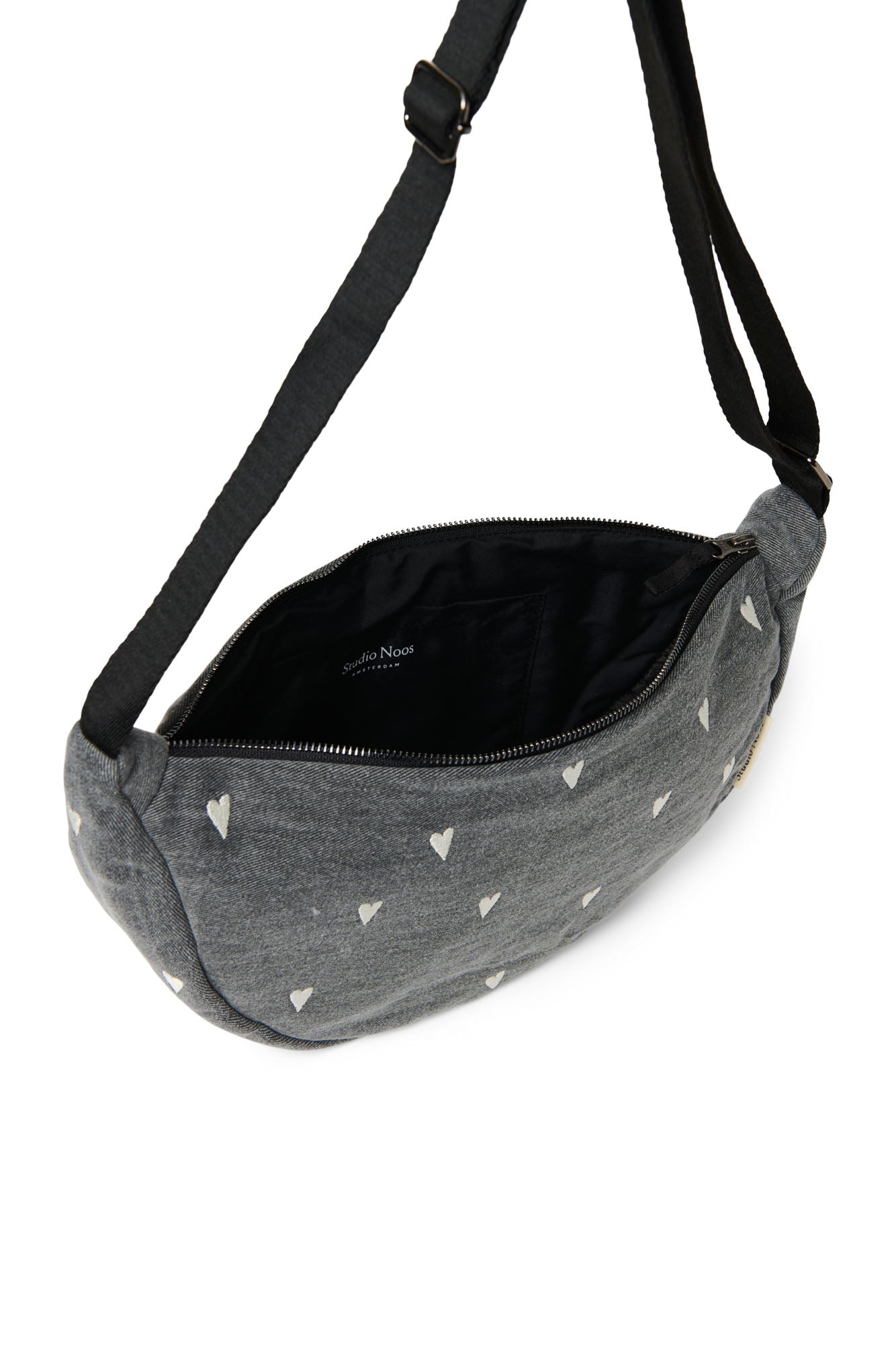 Studio Noos - Tasche Fanny Pack Grey Denim Hearts