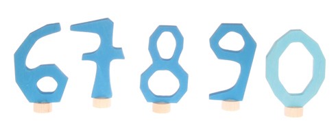 GRIMM'S - verschiedene Holzstecker - Zahlenstecker 6-9 & 0 blau