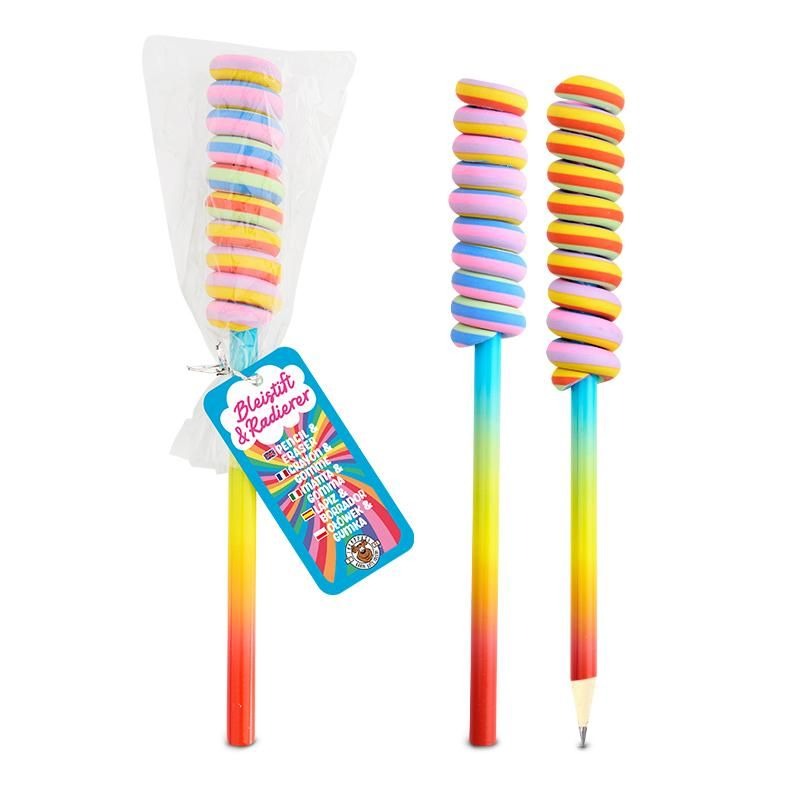 Trendhaus - RAINBOW POWER Bleistift & Radierer Lollipop