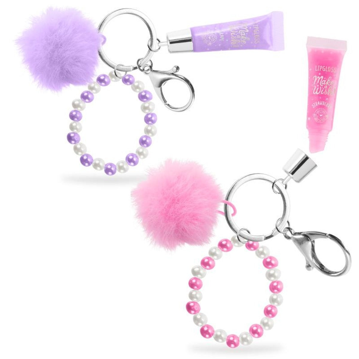 Trendhaus - MAKE A WISH Pom-Pom Schlüsselanhänger mit Lipgloss