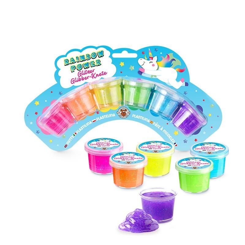 Trendhaus - RAINBOW POWER Glitzer-Glibber-Knet-Set 6x16g