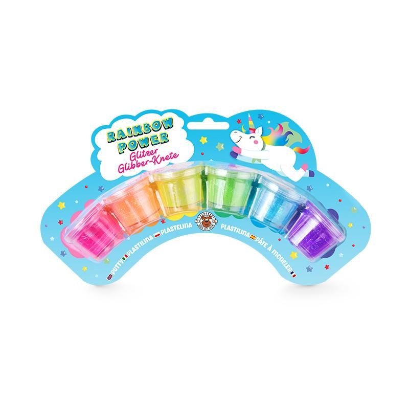 Trendhaus - RAINBOW POWER Glitzer-Glibber-Knet-Set 6x16g