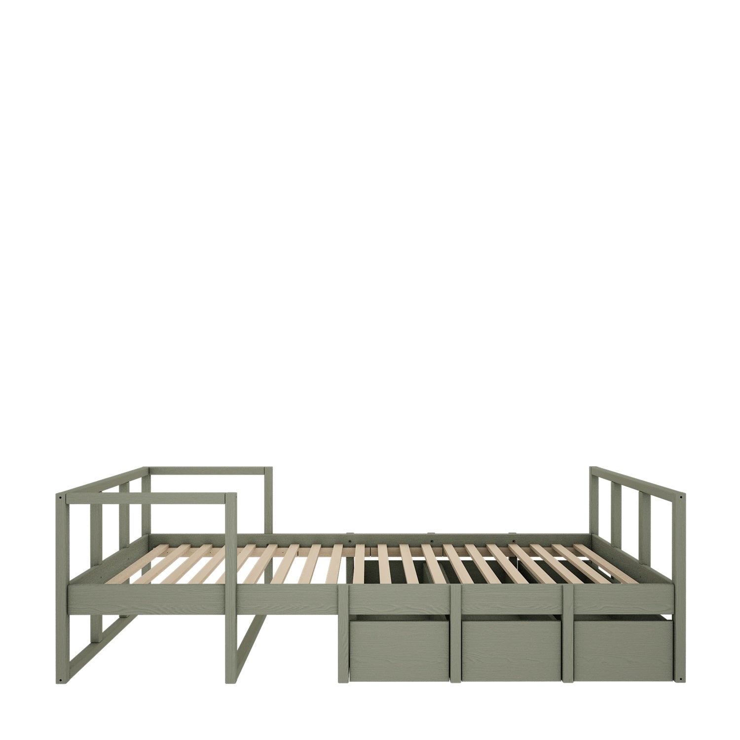Wood Luck - Bett Tweens 90x200 eucalyptus - mit drei Schubladen