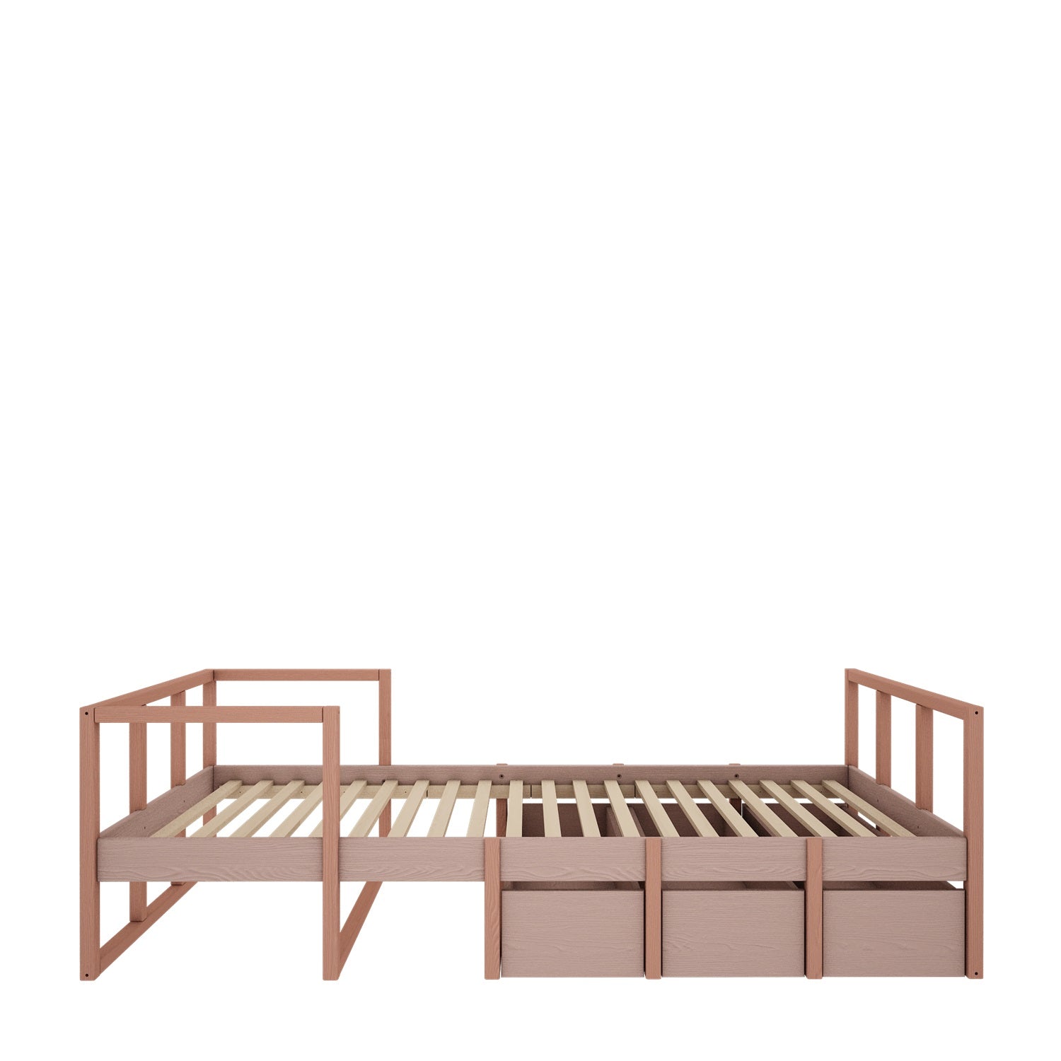 Wood Luck - Bett Tweens 90x200 pink-coral - mit drei Schubladen