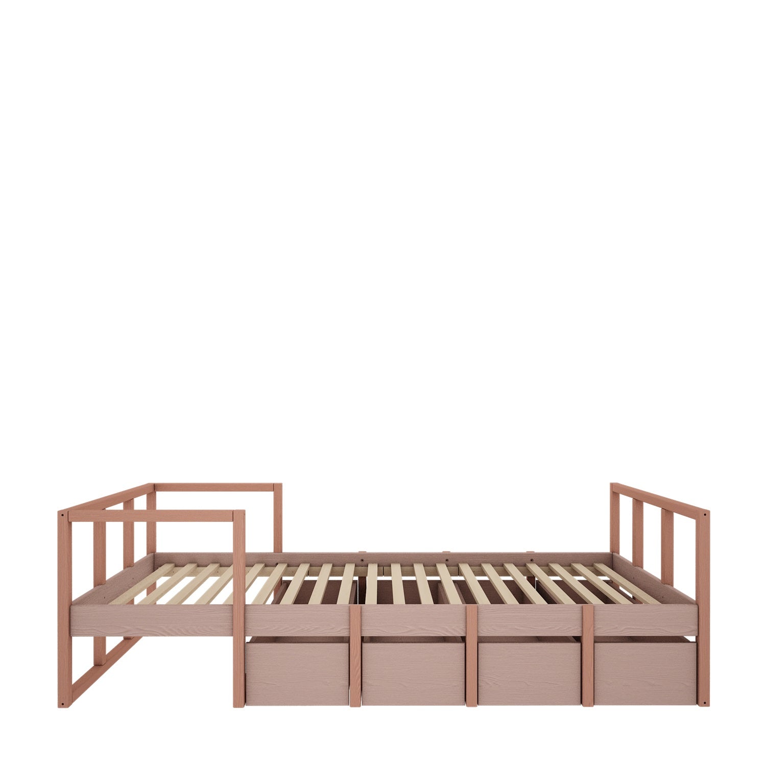 Wood Luck - Bett Tweens 90x200 pink-coral - mit vier Schubladen