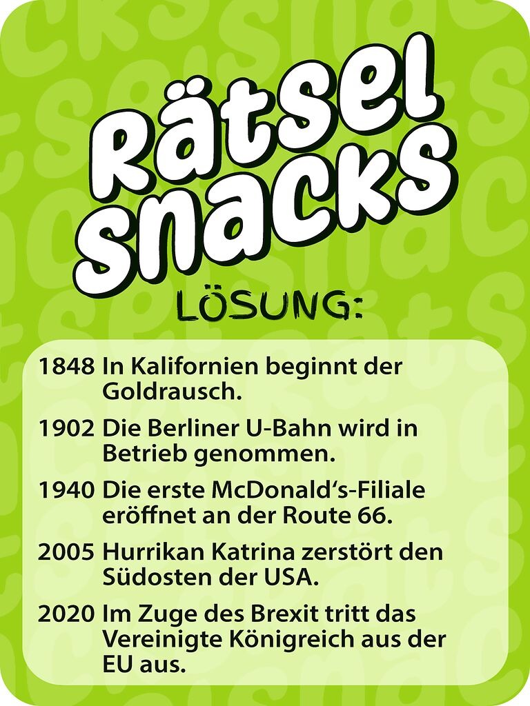 moses - Rätsel Snacks Wann war was?