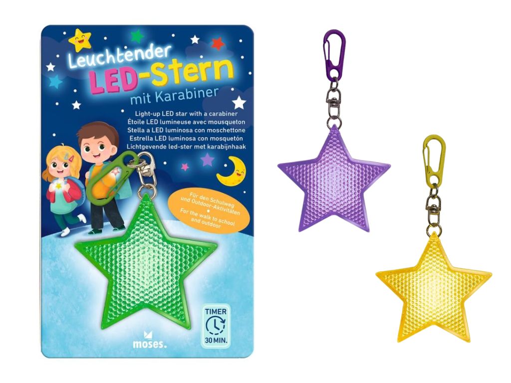 moses - Leuchtender LED-Stern mit Karabiner